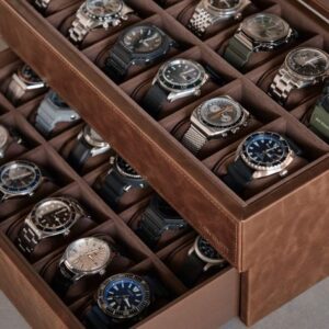 Bayswater 24 Slot Watch Box - Brown - Watch Box Organizer for Men